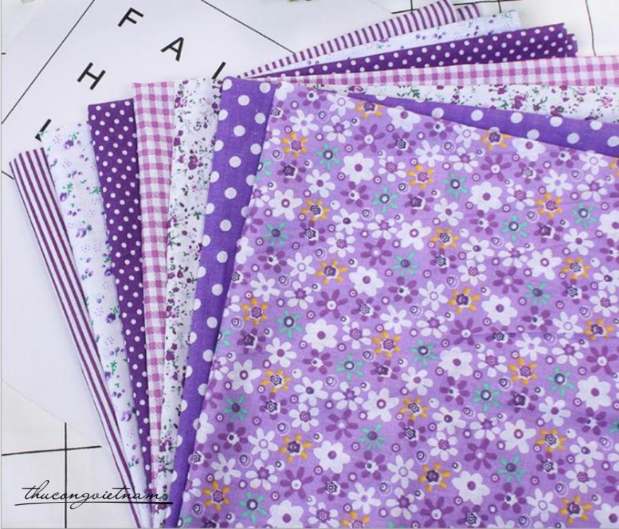 Set 7 tấm vải thô 50x50cm Tím